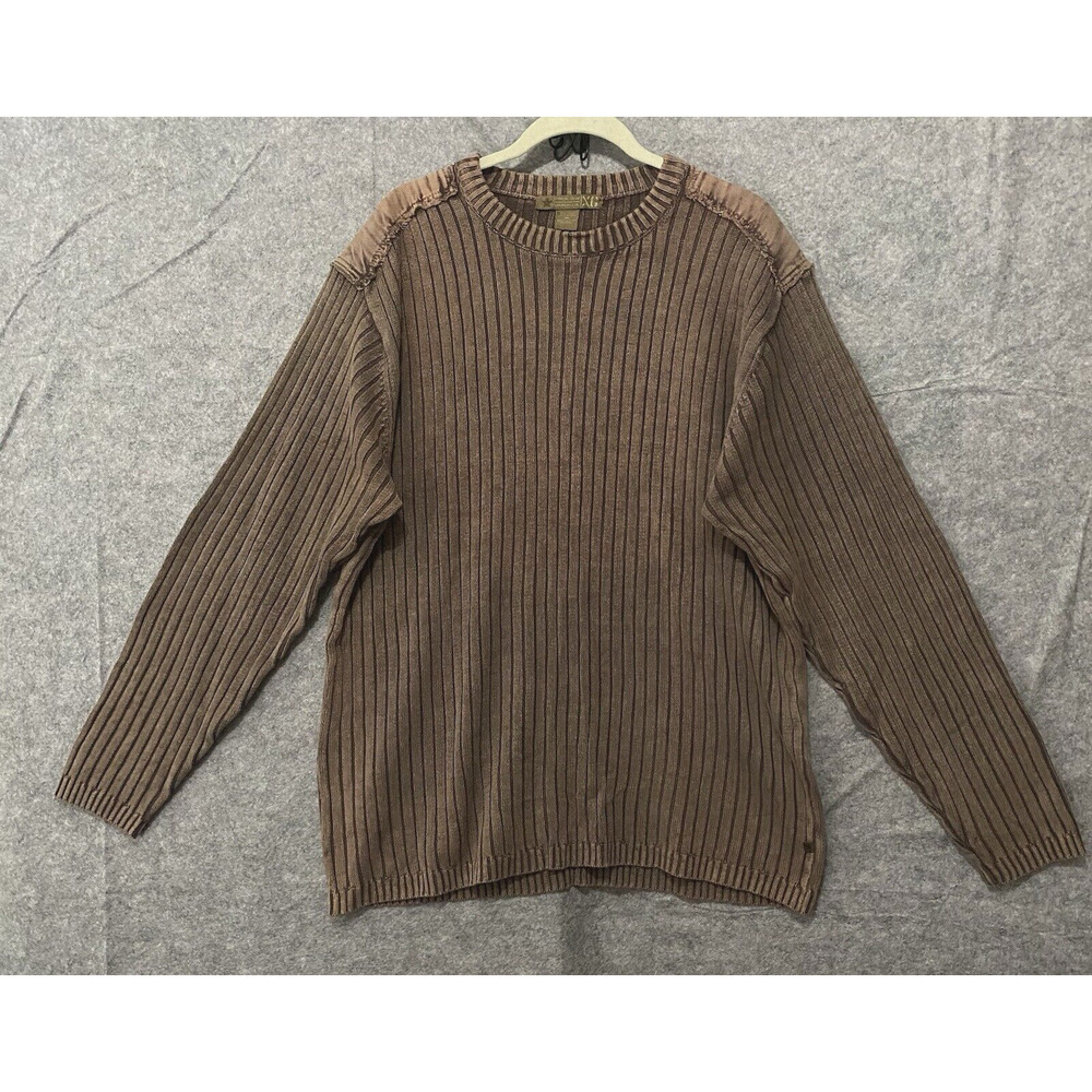 Xtreme Extreme Gear XG Ribbed Sweater Mens XL Brown Shoulder Patch Y2K Skate VTG
